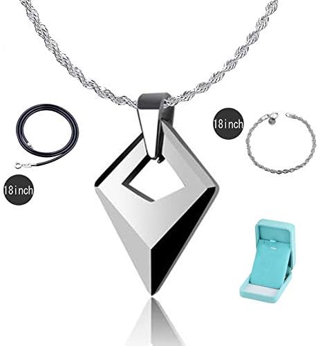 Amazon Hamonical 絶版 メンズ ネックレス タングステン ひし形 サージカル ステンレス Tx1 46cm黒 レザーチョーカー チェーン シルバー 付き ネックレス 通販