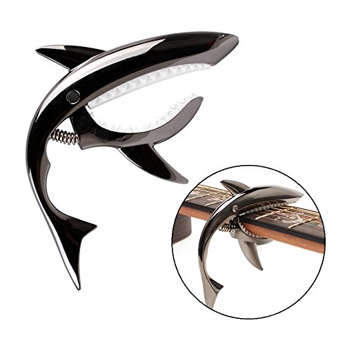 Easeicon Shark-shaped Capo Zinc Alloy Trigger Tone Clip for Electric, Acoustic Guitar and Ukulele (Black)