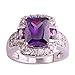 Psiroy 925 Sterling Silver Plated Emerald Cut Simulated Amethyst Halo Promise Ring for Women Size 9