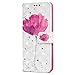 Galaxy S9 Case, Printed 3D Bling Crystal Lucky PU Leather Wallet Case with Wrist Strap Flip Kickstand ID&Credit Card Pockets Ultra-Strong Magnetic Closure Shockproof Skin for Samsung Galaxy S9, Lotus