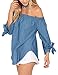 Just Quella Women's Off The Shoulder Top Blouse 8422 (XL, Light Denim)