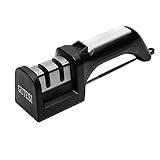 Knife Sharpener - Diamond Knife Sharpening Tools for Straight and Serrated Knives - Professional Manual Knife Sharpeners with Coarse and Fine Sharpening System for Knives