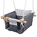Jozeit Baby Kids Toddler Canvas Swing Seat Chair - with Cushion - Lace Decor (Grey)