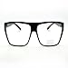 Black Silver Super Oversized Eyeglasses Flat Top Square Clear Lens Glasses Frames