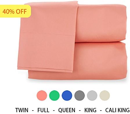 H Bedding 4pcs Solid Color Brushed Microfiber 1800 Bedding - Wrinkle, Fade, Stain Resistant, Hypoallergenic Sheets, Pillow Case Set - Queen Sheet Set, Peach