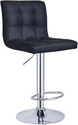 Panana Height Adjustable Cuban Bar Stool Set of 2 Black PU Leather 360° Swivel view 6