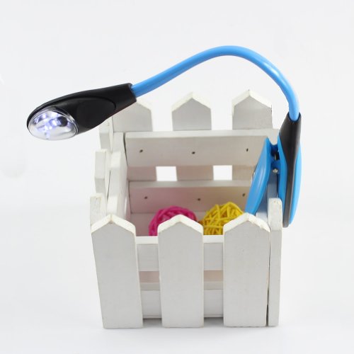 Estone Mini Flexible Clip-on Bright Booklight LED Travel Book Reading Lamp White Light Blue