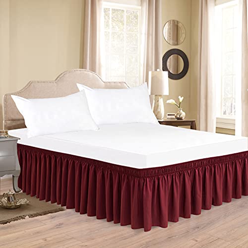 Biscaynebay Wrap Around Bed Skirts for Queen Beds 15 Inches Drop