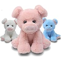 Fluffuns Pig Stuffed Animal - 3-Pack of Stuffed Pig Plush in 3 Colors - 9 Inch Stuffed Animal Pig