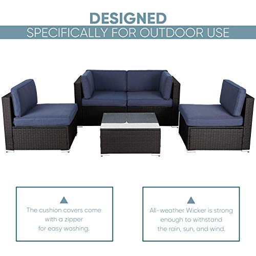 Oakmont 5pcs Outdoor Furniture Patio Conversation Set All Weather Black