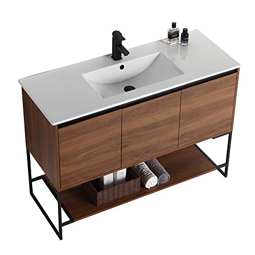 Fine Fixtures 48" Inch Bathroom Vanity and Sink, Knob Free Design