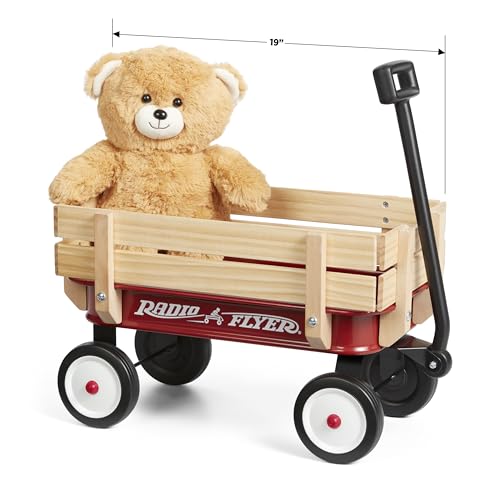 Radio Flyer Mini Steel & Wood Wagon with Teddy Bear
