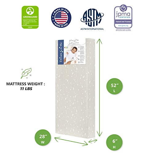Dream On Me Sparkling Dreams 2 in 1 Infant and Toddler Bed Mattress