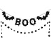 Black Glittery Boo Bat Banner and Black Glittery Circle Dots Garland Halloween Party Decoration Supplies