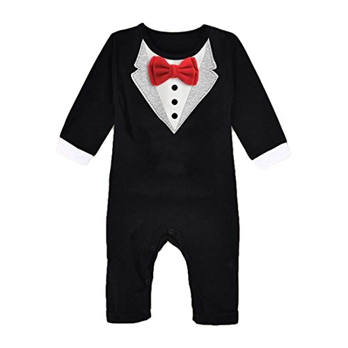Happy Cherry Kid Child Toddler Baby Boys One Piece Romper Suite with Red Bowtie