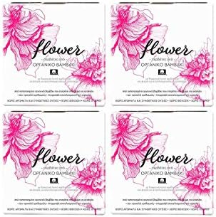 Flower Organic Cotton Pads with Wings | Organic Sanitary Towels - 4 Packs of 10 (Day Packs)