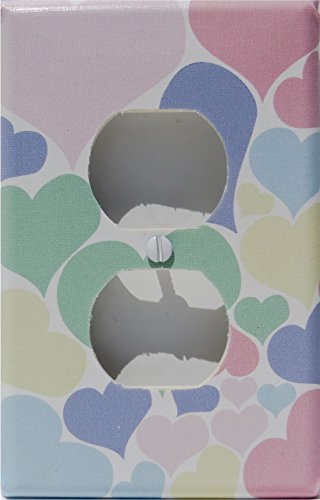 Pastel Heart Outlet Switch Plate Cover / Nursery Wall Decor in Pink, Blue, Purple, Yellow, and Green