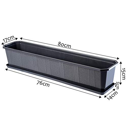KADAX Blumenkasten, Pflanzkasten mit Untersetzer, rechteckiger Blumentopf aus Kunststoff, Pflanzgefäß für Innen- und… – Bild 6