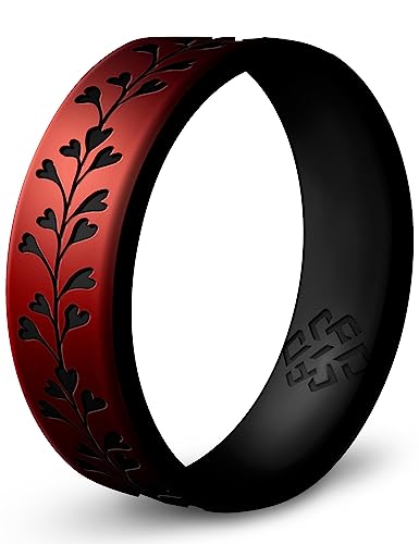 Knot Theory Heart Vine Silicone Ring Red Size 6