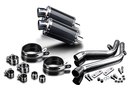 Delkevic Aftermarket Slip On compatible with Honda NX650 Dominator DS70 9" Carbon Fiber Oval Muffler Exhaust 95-02
