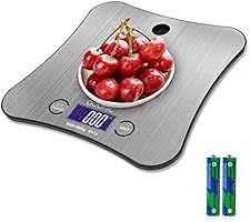 Kitchen Weighing Scales Digital, Adoric Cooking Scales Stainless Premium Steel Larger Platform Can Hang on The Wall (Silver)