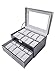Sodynee Black Pu Leather 20 Grid Jewelry Watch Display Organizer Gloss Top Box Case Large