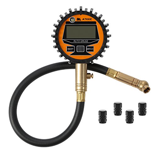 ATKKE Professional Digital Tire Pressure Gauge (100PSI), Large LCD Display with Hose, LED light Design, Best for Reading Accurate Car or Truck Tires ATK03