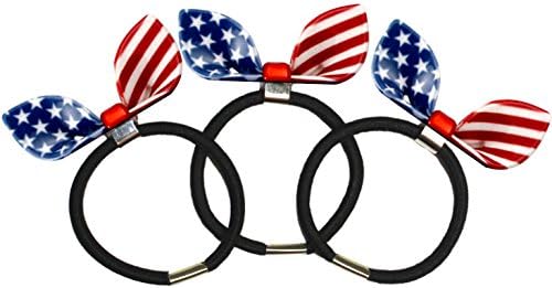 Lucore Mini 2" American Flag Hair Tie Rubber Bands - 3 PC USA Rabbit Ears Bow Shaped Girls Hairband Hairpiece Decoration Accessories