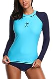 Sociala Women's Long Sleeve Rashguard UPF 50+ Rash Guard Swim Shirt Swimsuit Top