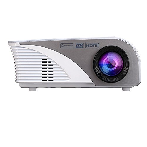 Projector,Xinda LCD 1200 Lumens Mini Multi-media Portable Video Projector Game Home Cinema Theater Movie Projector White 001BW