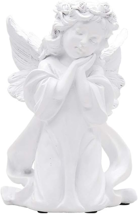 GARNECK Angel Cherub Figurine White Praying Girl Cherub Adorable Resin Angel Ornament Desktop Garden Decoration
