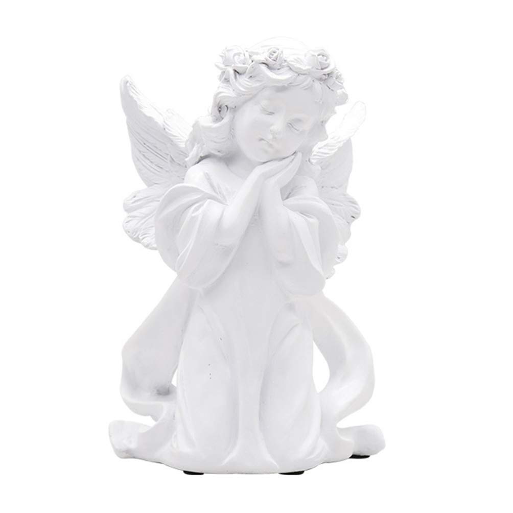 GARNECK Angel Cherub Figurine White Praying Girl Cherub Adorable Resin Angel Ornament Desktop Garden Decoration