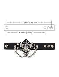 Aroncent 3pcs Spike Studded Rivet Punk Rock Biker Wide Strap Leather Bracelet Chain Wristband Adjustable