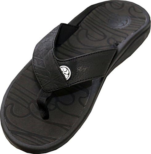 Hawaiian Island Creations Mens Kapena Flip Flops (11, Black)