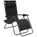 Best Choice Products Oversized Steel Mesh Zero Gravity Reclining Lounge Patio Chair w/Folding Canopy Shade and Cup Holder, Black