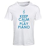 T shirts for women Play Piano - ain't got no wrong notes (Medium White Blue)