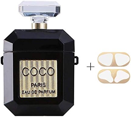 Wcysin Airpods case for Women Perfume Bottle Design Case Skin Shockproof Cover for Airpods with Dust Guard for Airpods Accessory (Black)