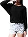 Allegra K Women Dolman Sleeves Mesh Panel Loose Top Black L