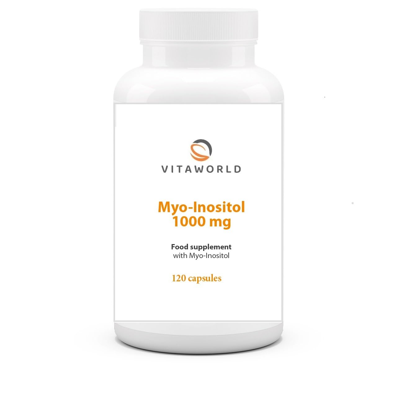 Vita World Myo-Inositol - High-dose inositol 1000mg (120 Vegan Capsules) l Important Messenger Substance for Cell Metabolism l Without unwanted additives, Gluten/Lactose Free