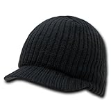 Black Solid Campus Jeep Cap Visor Beanie Ski Cap Caps Hat Hats Toque