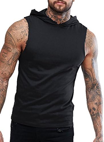 Helliot Sleeveless Hooded Tshirt for Mens - Black Anthra Melange Colour - Regular fit tee