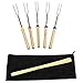 Marshmallow Roasting Sticks,Set of 5 Telescoping Extended Skewers and 10 Bamboo Skewers & Hot Dog Fork