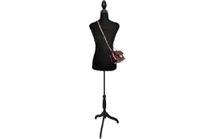 SHAREWIN Female Mannequin Dress Form Torso Manikin Body with Adjustable Tripod Stand for Sewing Dressmakers Dress Jewelry Display (Black)