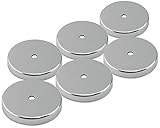 Master Magnetics Round Base Magnet Fastener with 0.197" Center Hole Chrome Plate, 2.04" Diameter, 0.302" Thick, 35 Pounds, Silver (Pack of 6), RB50CX6