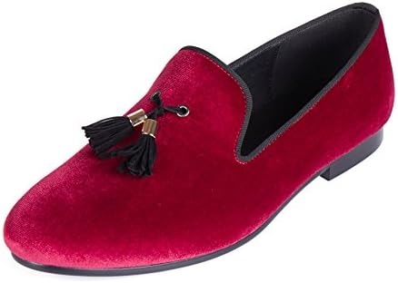 Harpelunde Tassel Loafers Mens Shoes Red Velvet Shoes Smoking Slippers