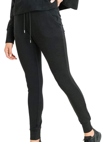 Mono B Tapered Drawstring Sweatpants Black at Amazon Womens ...