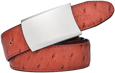 RADYMAN Rotatable Plate Buckle Ostrich Pattern Female Belts Summer Women Belts (Waist 30-44", Wine Red)