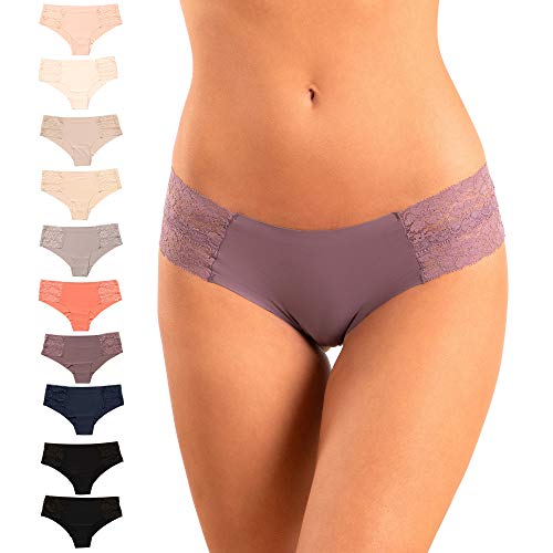 Pretty Sweet Basics Women’s Laser Cut Bikini Cheeky Hipster Panties, Pack of 10 for panties to wear with dresses with pockets
