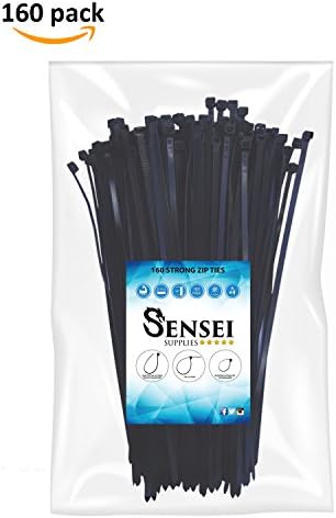 Zip Ties - 10 Inch Black Nylon Cable Wire Ties - Multi Purpose - Self-locking - UV Resistant - Strong Maximum Tensile Strength - 160 Pack