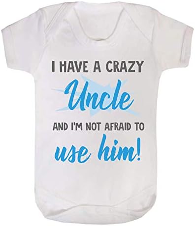 ICKLE PEANUTI Love My Crazy Uncle and I'm Not Afraid to use him Baby Vest Babygrow Bodysuit Baby Shower Gifts New Aunty Gifts Best Nephew Neice (0-3 Months)